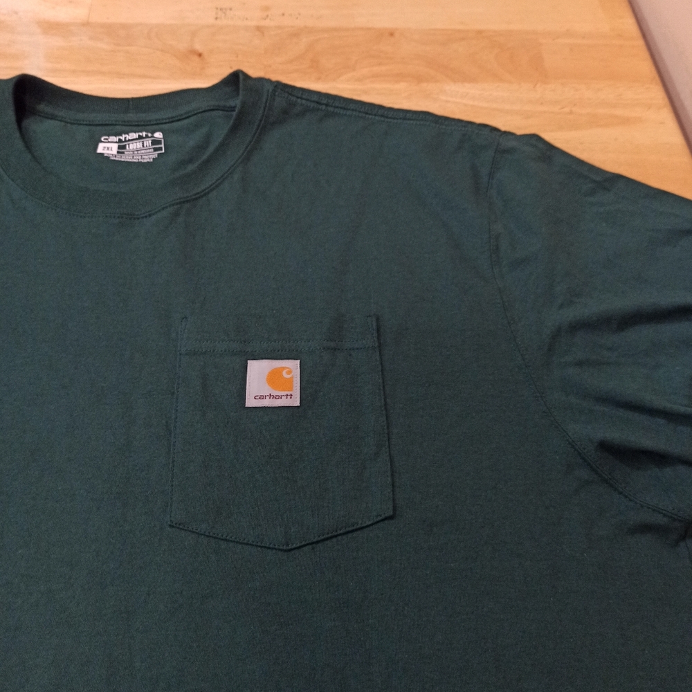 Carhartt Pocket Henley T-Shirt Cotton Loose Fit Men's 2XL Short Sleeve